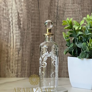 Ägyptische Parfümflasche aus mundgeblasenem Glas mit Stopfen, handbemalte zylindrische leere Parfümflasche mit 14-karätigem Goldbesatz, Sammlerstücke, 5 Farben Clear