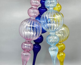 mundgeblasenes Glas Weihnachtsverzierung Swirl Bubble Eiszapfen Pastell dekorativen Urlaub Akzent