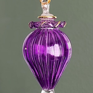 Pastell kleiner Tropfen ägyptischer mundgeblasener Glasornament, handgemachter Weihnachtsbaumschmuck, einzigartige Weihnachtsornamente, ägyptische Wohndekoration Purple