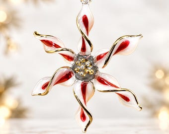Egyptian Hand Blown Glass Star Ornament, Sculpted Star Christmas Ornament, Artisan Glass Tree Decoration, Handmade Holiday Gift