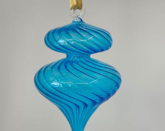 Große ägyptische mundgeblasene Glasverzierung | Pastell Weihnachtsdekor mit 14K Gold Akzenten