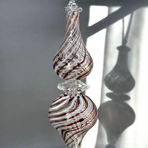 Hand Blown Glass Christmas Ornament: Candy Swirl Teardrop, Egyptian Made