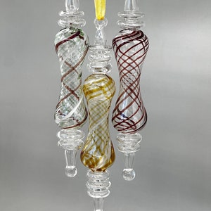 Egyptian Mouth Blown Colored Swirl Glass Ornament (Green, Gold, Red) Spiral Ornaments, Unique Christmas Tree Ornaments, Xmas Holiday Decor