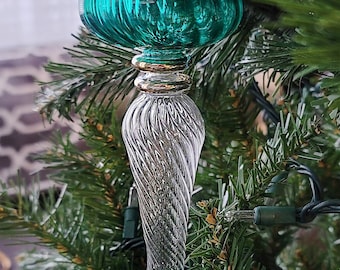 Mundgeblasene Glas Weihnachtsanhänger: Ägyptischer Eiszapfen mit Kugelmuster