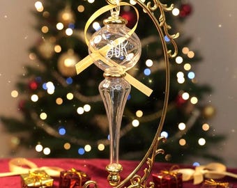Mundgeblasenes ägyptisches Kristallglas Ornament | Mundgeblasenes Glas mit echten 14K Gold Akzenten | Elegante Weihnachtsbaum Dekoration