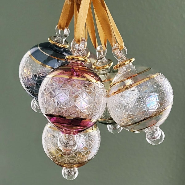 Small Glass Tree With Ornaments Etsy