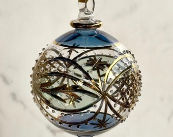 Hand Blown Glass Christmas Ornament: Egyptian Gold Leaf Globe
