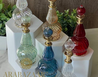 Mund geblasen Glas Parfüm Flasche ägyptischen Vintage Swirl Design mit goldenen Akzenten