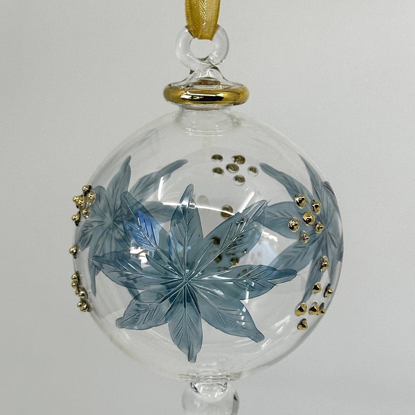 Large Glass Ball Ornaments W/ Snowflake Design, Egyptian Hand Blown Glass Ornaments, Globe Ornament, Christmas Tree Holiday Home Decoration