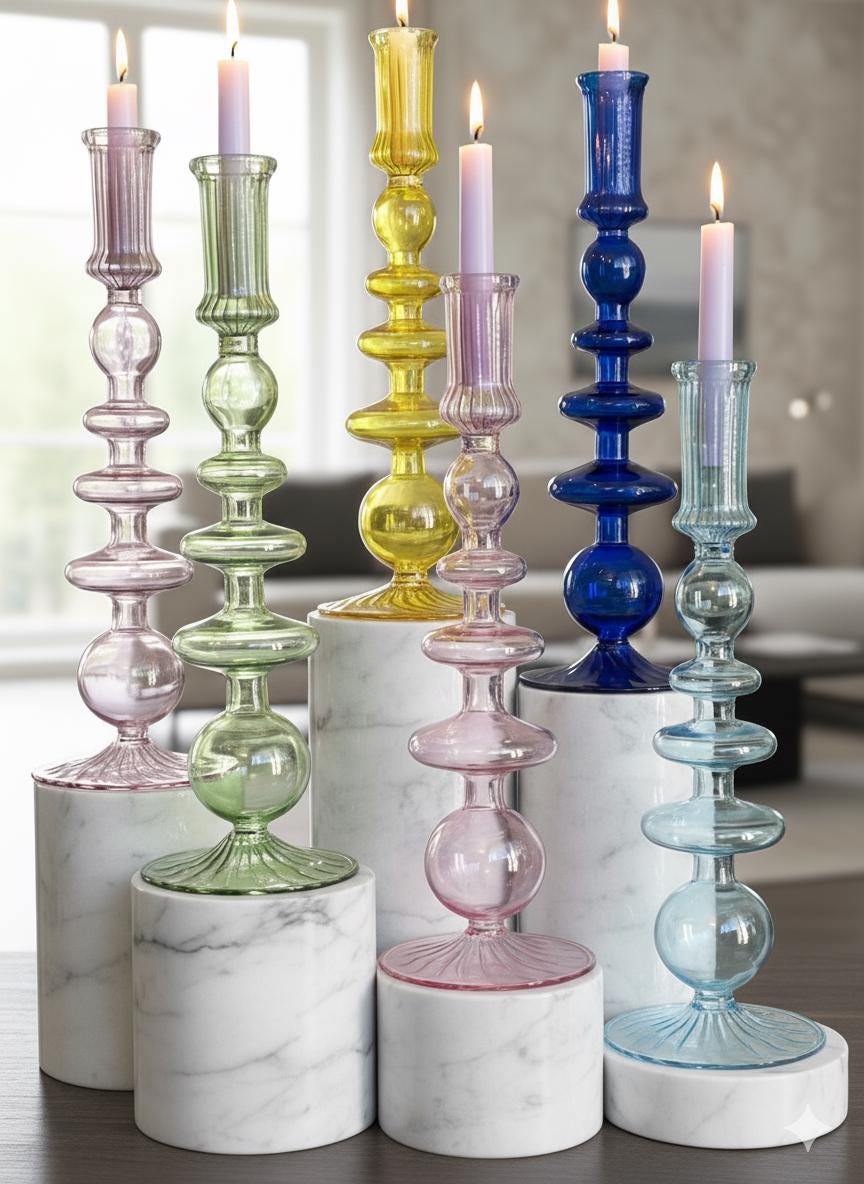 Bunter kerzenständer aus glas