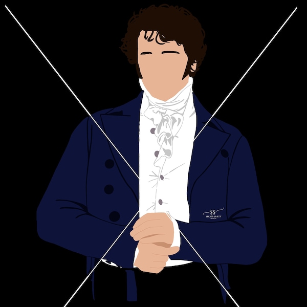 Digital copy of Pride and Prejudice- Mr Darcy style - Silhouette, Clipart, Decal, Vector- Digital Art file -PNG, SVG, and JPEG