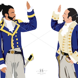 Silueta de Hamilton y Lafayette, Imágenes Prediseñadas, Calcomanía, Vector- Arte digital, SVG, PNG, JPEG
