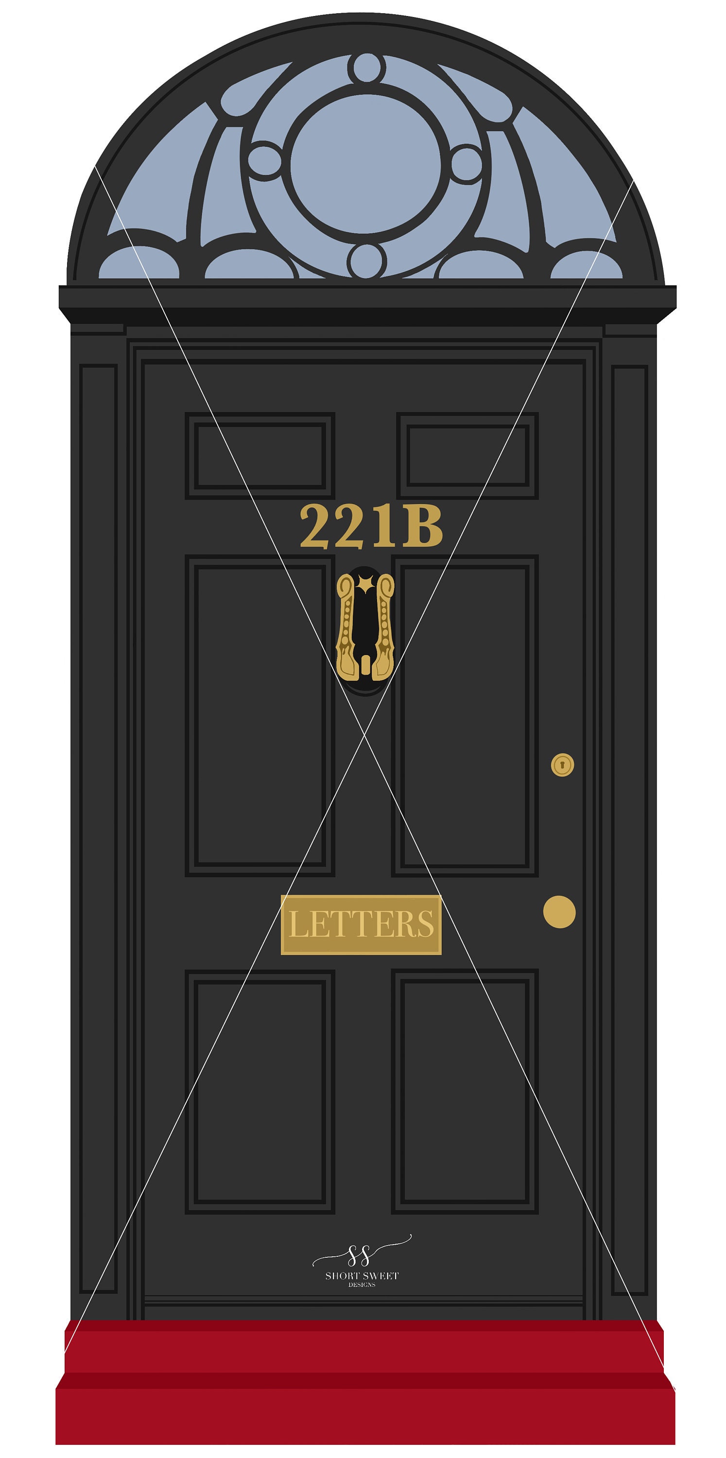 Sherlock Door 221B Baker Street London Silhouette, Clipart