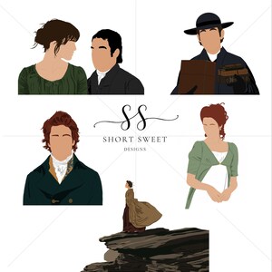 Paquete de personajes de Orgullo y prejuicio - 5 copias digitales PNG de - Silueta, Imágenes Prediseñadas, Calcomanía, Vector- Archivo de arte digital