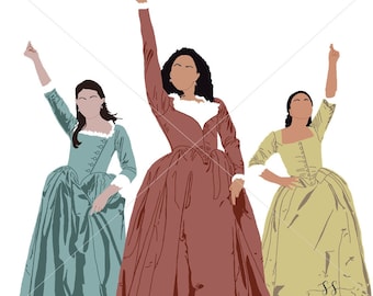 Hamilton - Schuyler Sisters silhouet, clipart, sticker, vector-digitale kunst, SVG, PNG, JPEG