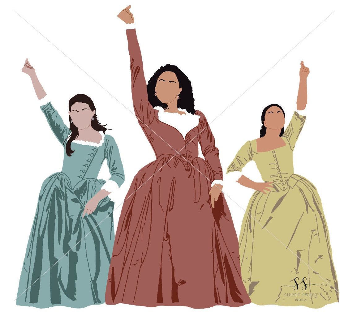 Hamilton - Schuyler Sisters Silhouette, Clipart, Decal, Vector- Digital