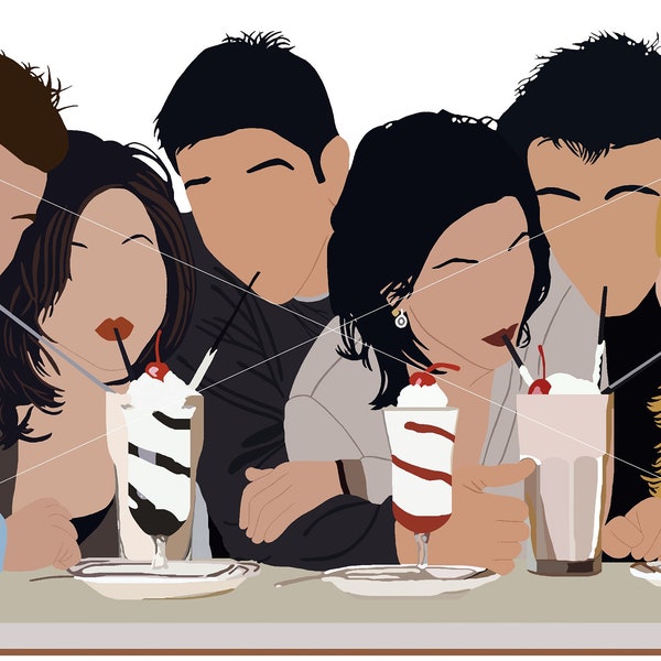 Friends Cast- Milkshake Silhouette, Clipart, Decal, Vector- Digital Download, PNG, JPEG, SVG