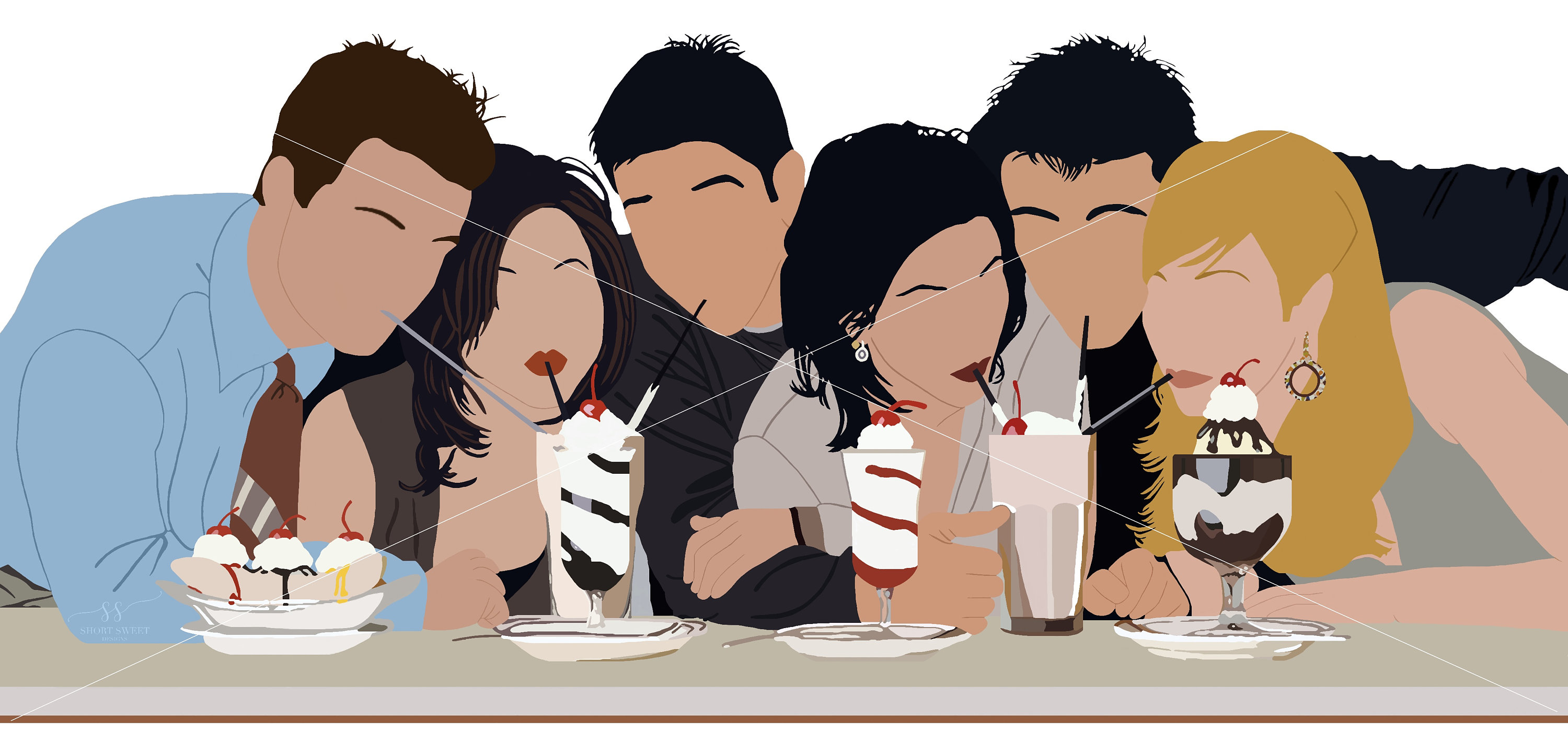 Friends Cast- Milkshake Silhouette, Clipart, Decal, Vector- Digital ...