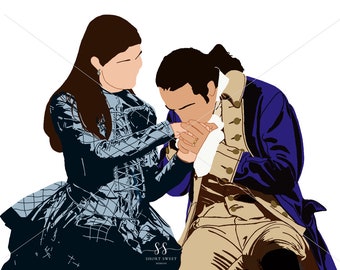 Alexander en Eliza Hamilton - silhouet, clipart, sticker, vector-digitale download, SVG, PNG, JPEG