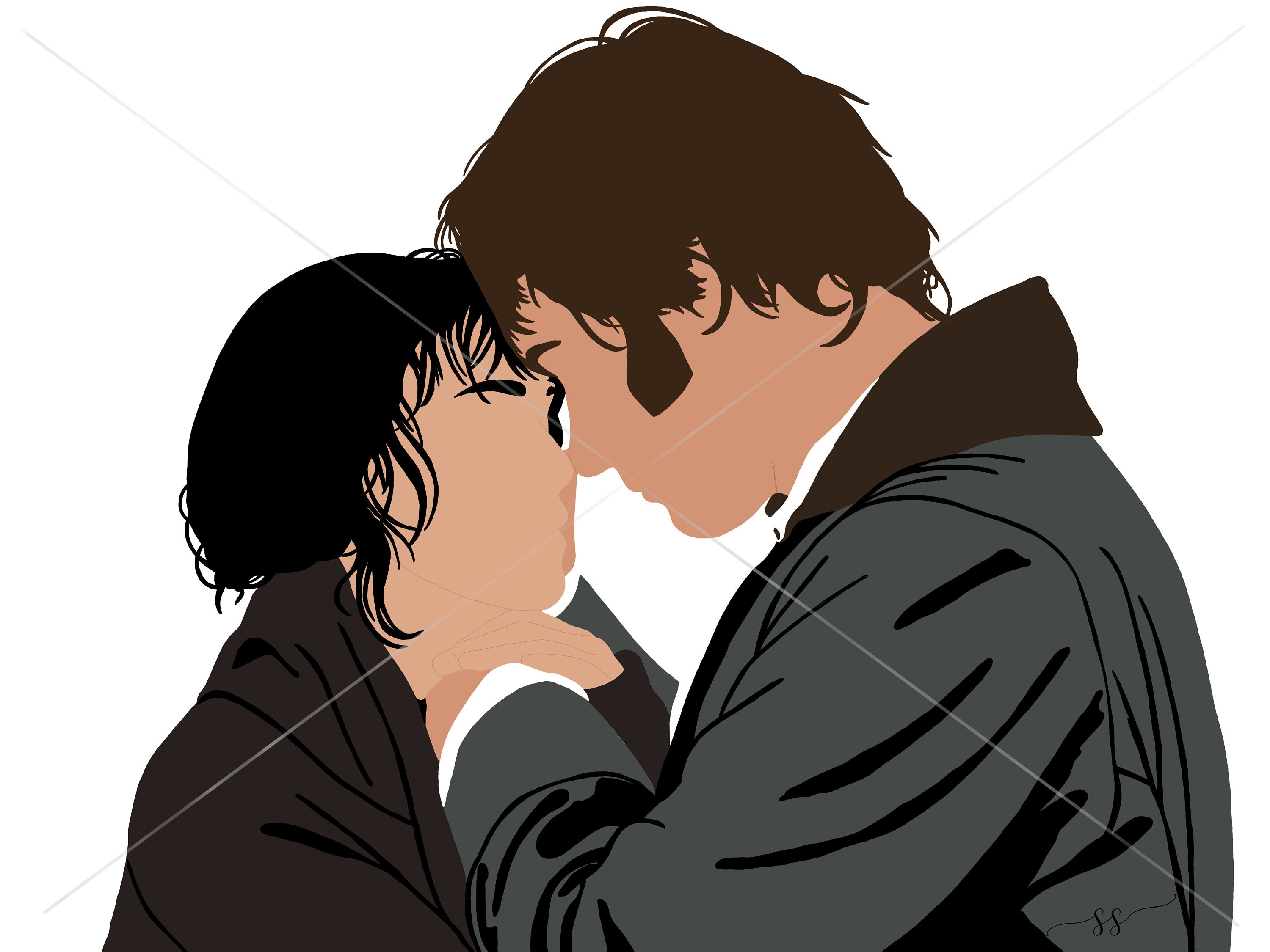 Pride & Prejudice Elizabeth and Mr. Darcy at Dawn Silhouette, Clipart ...