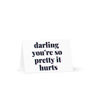 querida, eres tan bonita que duele, chica de rojo - Lesbian Queer Couple Romantic Dating Anniversary Birthday Holiday Card