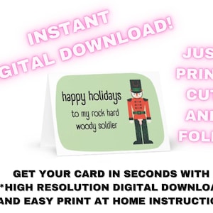 LGBTQ Gay Queer Holiday Christmas Seasons Greetings Card - My &quot;Woody&quot; Soldier *DIGITAL Instant Download to Print!*
