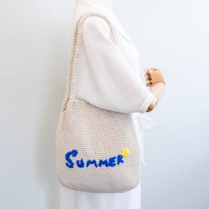 Summer Cotton Knitted Bag – Handmade Boho Shoulder Tote