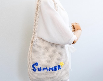 Summer Cotton Knitted Bag – Handmade Boho Shoulder Tote