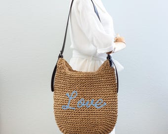 Bolso de mano tejido de paja de playa personalizado: un bolso de hombro de verano elegante y ligero