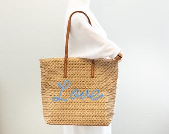 Handwoven Straw Tote Bag: Boho Chic Summer Handbag