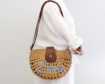 Straw Half-Moon Shoulder Bag: Boho Chic Woven Purse