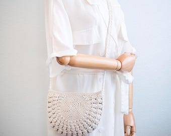 Handmade Crochet Cotton Crossbody Bag: Boho Summer Purse