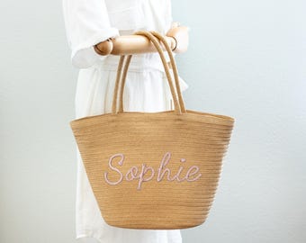Custom Modern Style Straw Woven Tote Bag – Chic & Minimalist Summer Handbag, Everyday Shoulder Bag