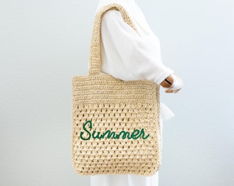 Bolso tote de paja tejido para verano: un bolso playero elegante y versátil, ideal para el día a día.