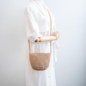 Petit sac à bandoulière en tricot de coton - Sac à main décontracté fait main au crochet