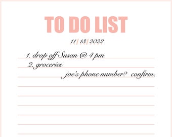 To Do List, Simple To Do List, Pink To Do List