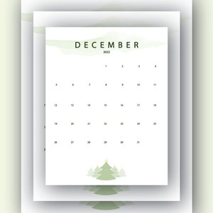 December Calendar, Simple December Calendar, Themed December Calendar, Christmas Calendar, New Years Calendar image 1