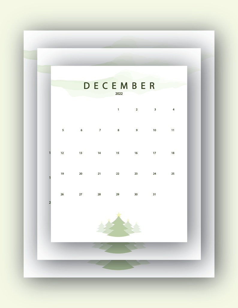 December Calendar, Simple December Calendar, Themed December Calendar, Christmas Calendar, New Years Calendar image 1