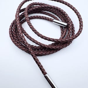 Tie-up Brown Braided Rope belt in soft leather