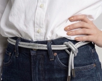 Tie-up Silver Rope belt in soft leather