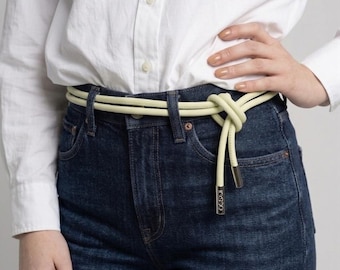 Tie-up Yellow Cord belt in soft leather
