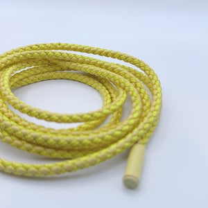 Tie-up Yellow Braided Rope belt in soft leather