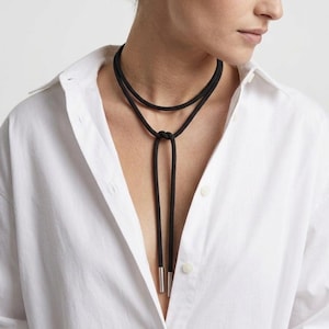 Black Cord Necklace | Rope Necklace | Wrap Bracelet | Rope Necklace | Wrap Necklace | Leather Cord Necklace