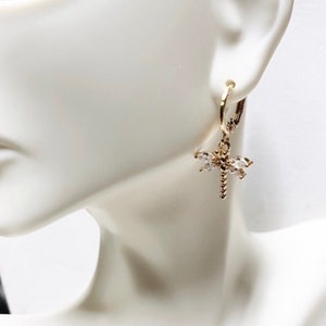 Crystal Drop Earrings, Gold hoop earrings,Liberfly Crystal hoops, classic cubic zirconia earrings, Everyday jewelry, gold earrings for women