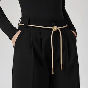 Tie-up Light Gold Rope belt in soft leather