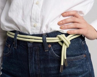 Tie-up Lime Green Cord belt in soft leather