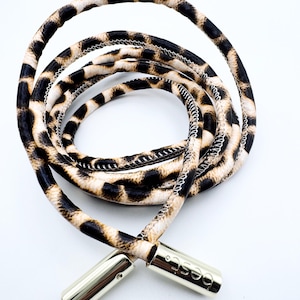 Tie-up Leopard Print Rope belt in soft leather