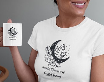 Crystal Moon T-Shirt: Witchy Boho Crescent Moon Tee