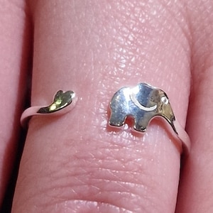 Silver Elephant Ring Adjustable, Sterling Silver Ring, Animal Ring, Elephant Finger or Toe Ring, Gift For Her, Elephant Jewelry, Dainty Ring