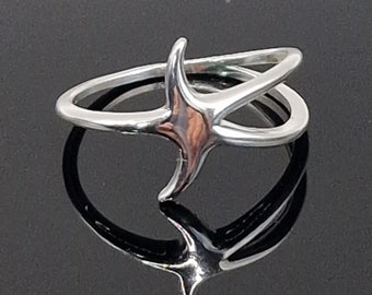 Sterling Silber Ring Seestern Ring Strand Schmuck Ozean Schmuck Nautischen Ring Handgemachter Ring Geschenk für Sie Muttertag Geschenk Frauen Ring Geschenk